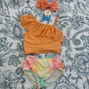 Ruffle Butts two piece swim set with swim headband!